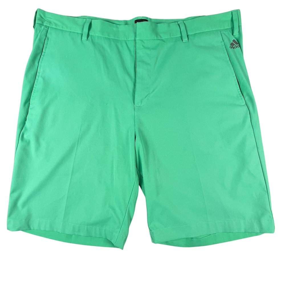 Adidas Golf Shorts Men 38 Green Flat Front Performance Activewear Athletic